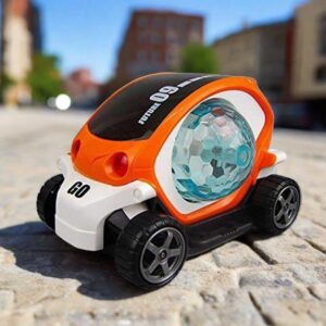 Future USB Toy Car with Light and Music, Orange and White, Battery Operated, Kids Racing Vehicle