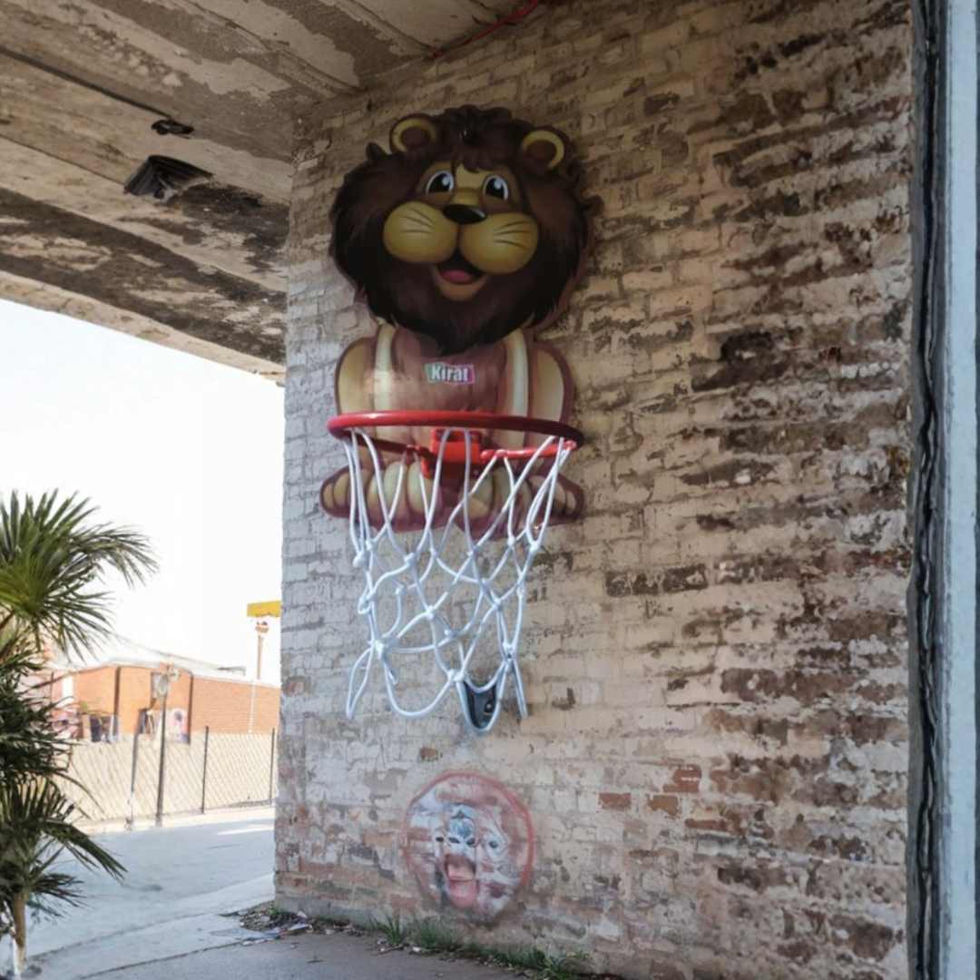 Kids Basketball Game Wall Mounted Hoop with Lion Design
