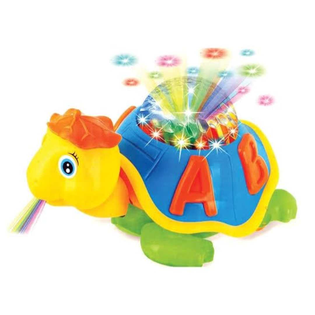 Musical Turtle Toy, Colorful Light Projector, Interactive Learning, Battery Operated