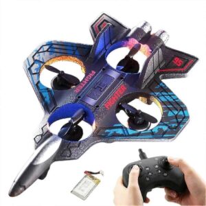 RC Drone Quadcopter with Remote Control, 4 Propellers, Blue Design, Rechargeable Battery Included