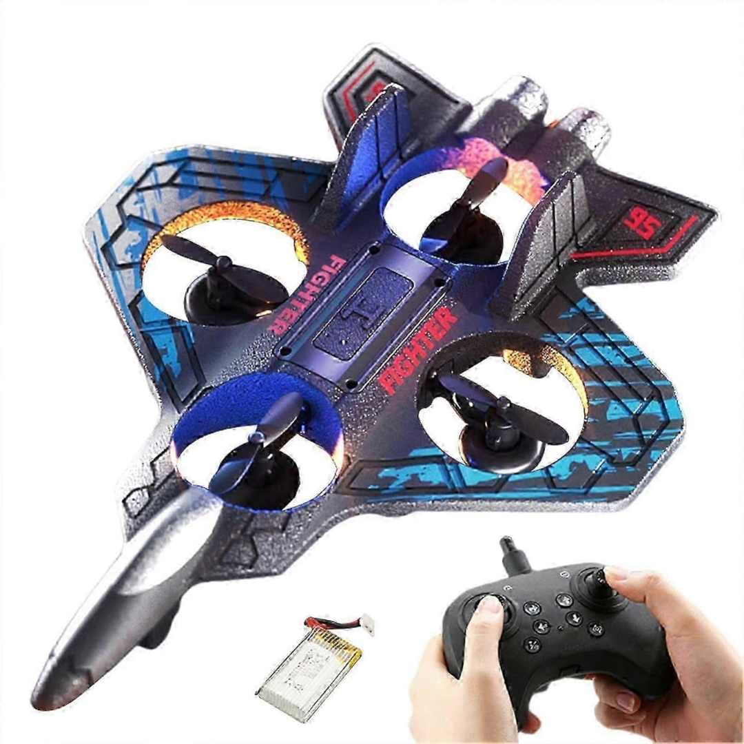 RC Drone Quadcopter with Remote Control, 4 Propellers, Blue Design, Rechargeable Battery Included