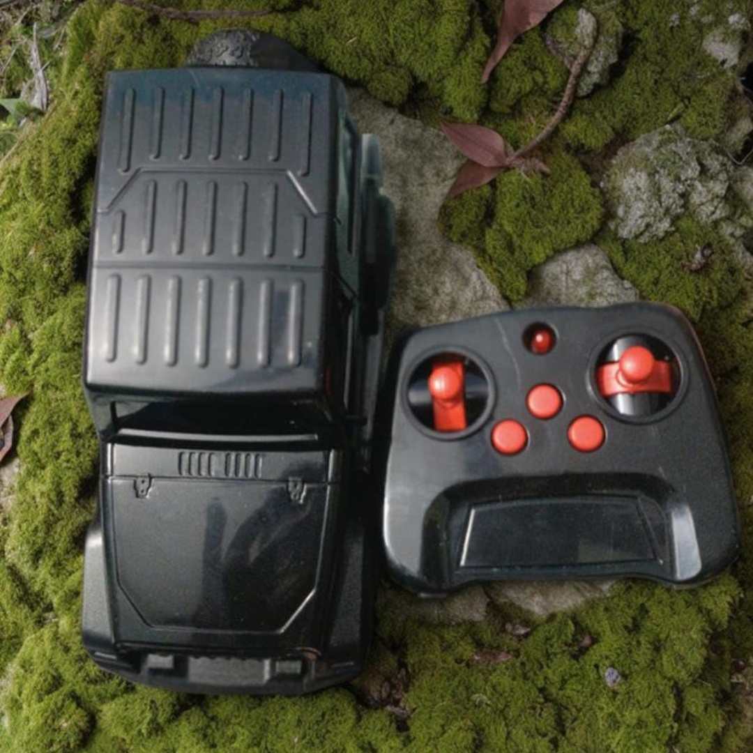 RC Toy Truck with Remote Control, Black with Red Buttons, Outdoor Play Vehicle