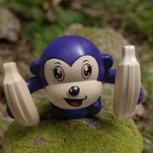 Wind-Up Monkey Toy, Blue and Cream, Animated Crawling Action, Kids Toddler Gift