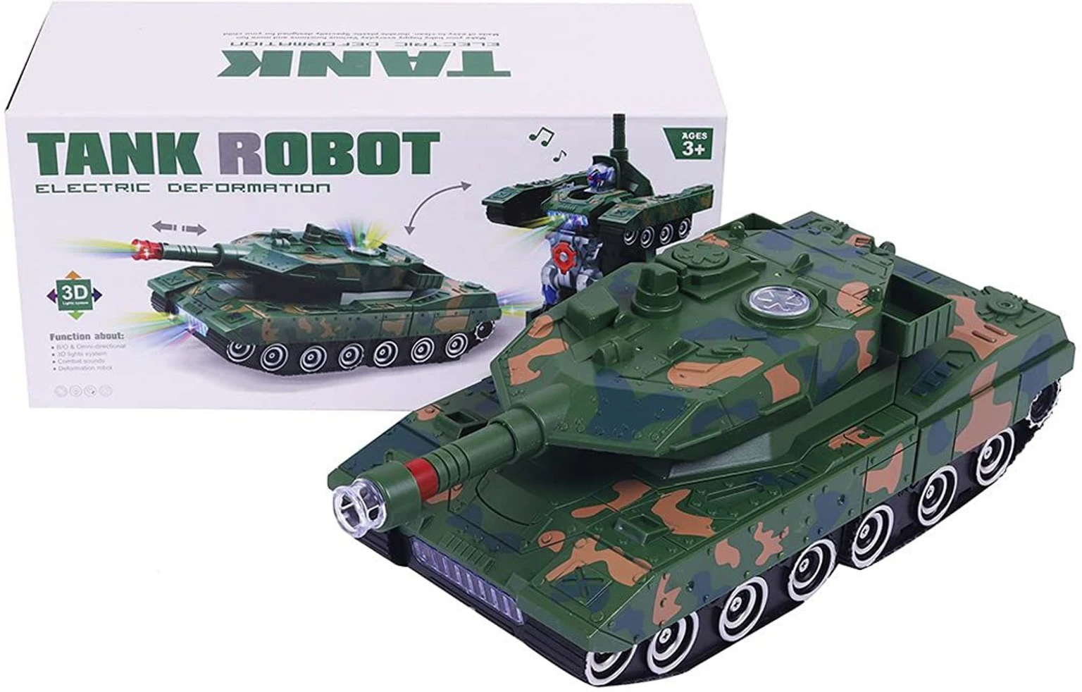 Robot Tank Toy for Kids with Bump & Go Action with Light & Music Automatic Transforming Deformation Combat Tank Transform Robot Toy - Image 2